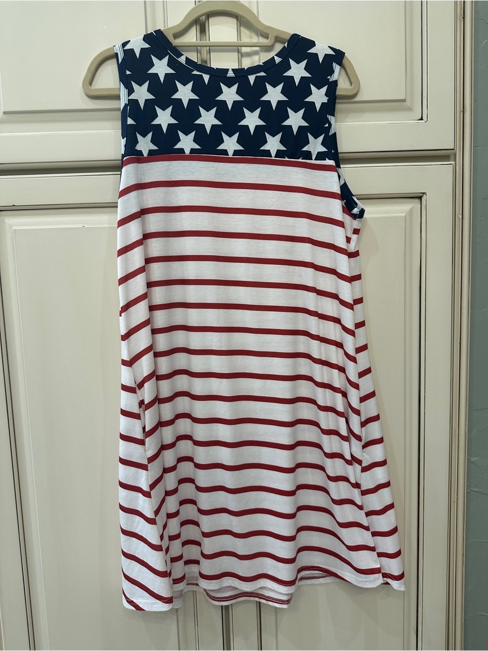 Women's Stars & Stripes Sleeveless Dress - Red, White & Blue - Size Large